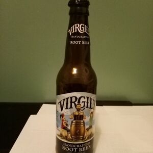 Virgil's Handcrafted Root Beer 9" Brown Glass Empty Bottle with Cap